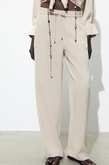 PANTALON FLUIDE STYLE PYJAMA - Beige de Zara
