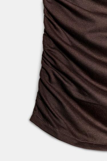 DRAPED GATHERED TOP - Brown by Zara - Image 7