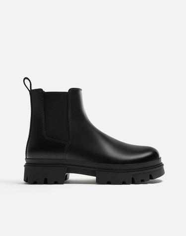 Zara THICK SOLE CHELSEA BOOTS - Black