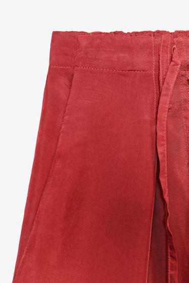 LIMITED EDITION SATIN TROUSERS - Dark red by Zara - Image 8