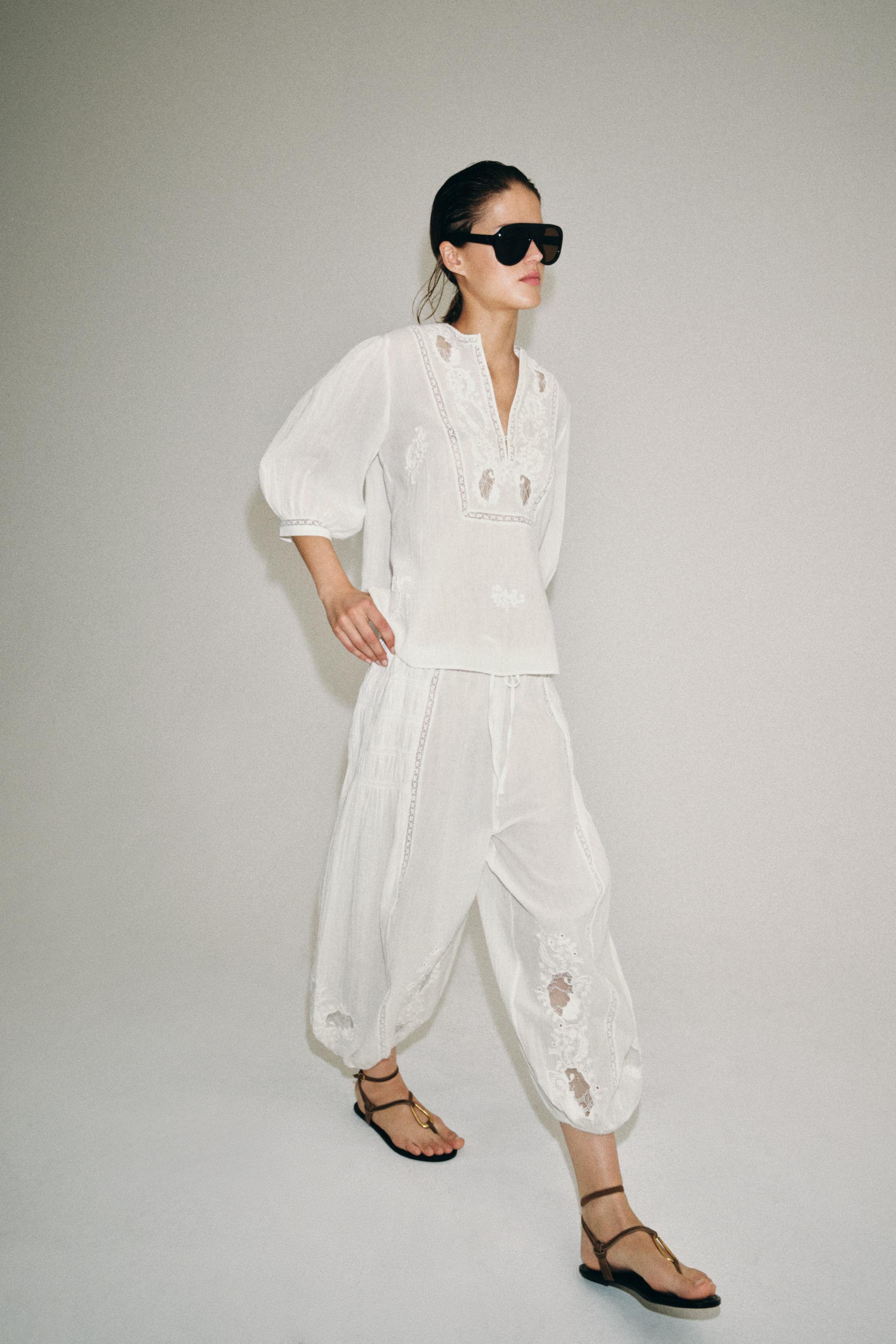 Женские брюки Zara ZW COLLECTION LACE PANTS