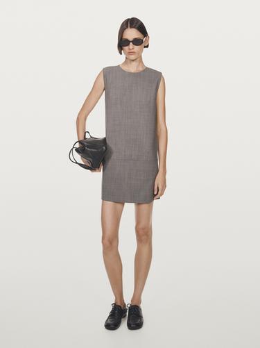 Vestido corto melange - Gris de Zara