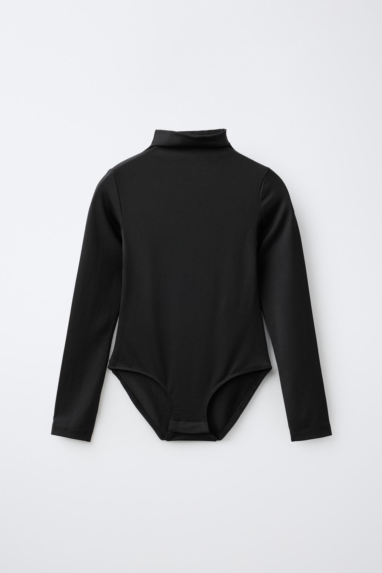 LONG-SLEEVE POLYAMIDE BODYSUIT — Black