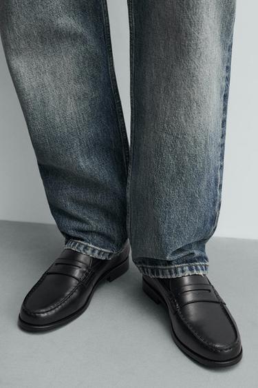 LEATHER PENNY LOAFERS - Black by Zara - Image 2