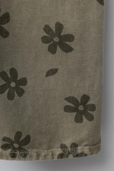 FLOWER PRINT TWILL DUNGAREES - Brown by Zara - Image 3