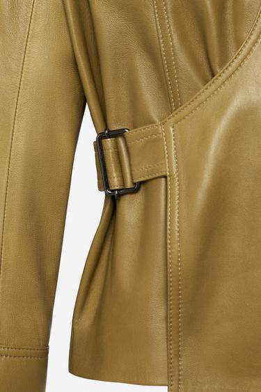 BLOUSON EN CUIR 100 % - THE ITEM ZARA WOMAN - Vert olive de Zara - Image 6