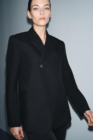 Zara BLAZER 100% WOOL ZW COLLECTION LIMITED EDITION - Black