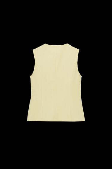 Zara TWILL BUTTON VEST TOP - Yellow