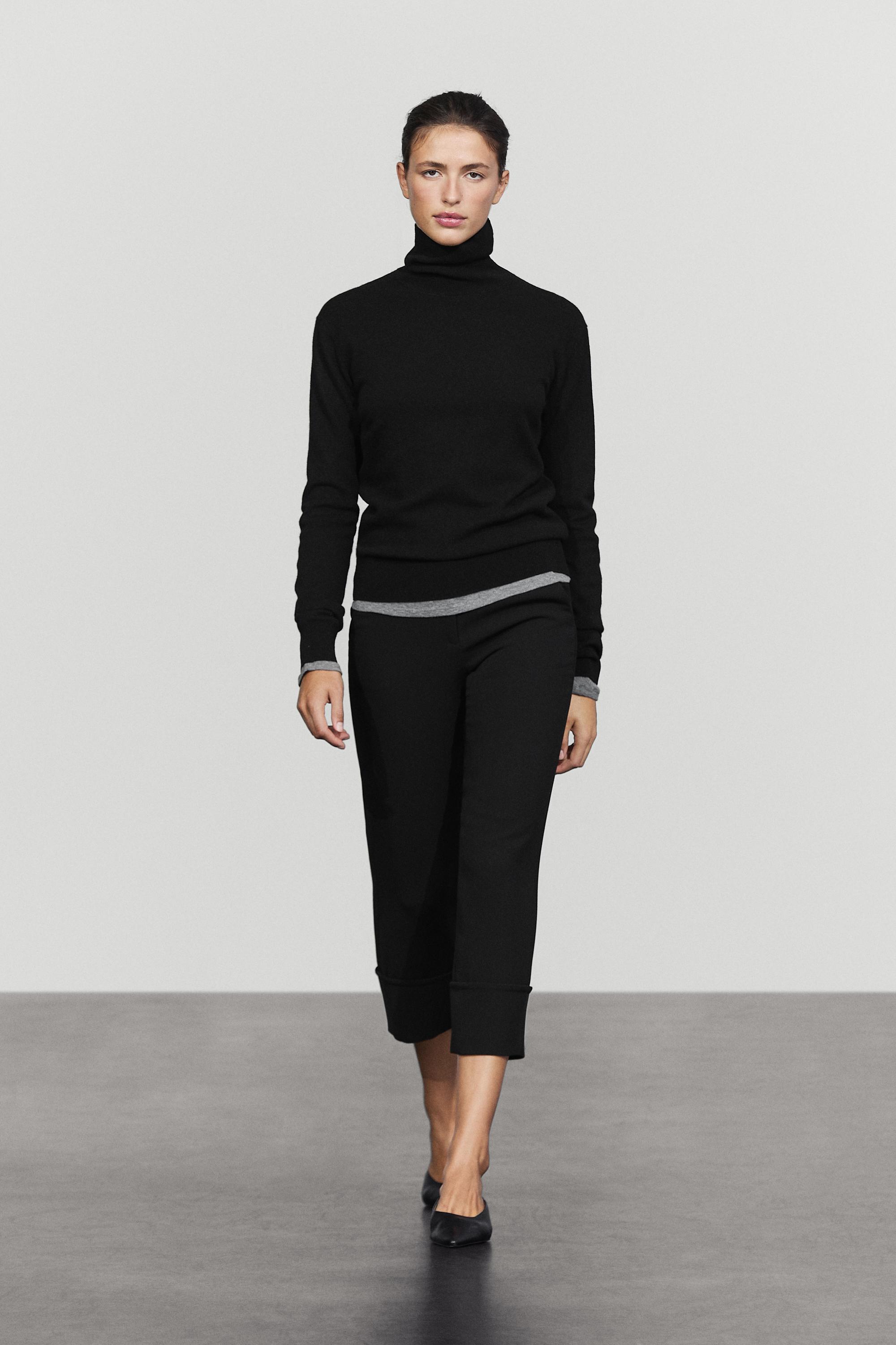 Wool blend knit turtleneck sweater