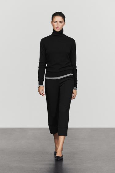Wool blend knit turtleneck sweater — Black 1