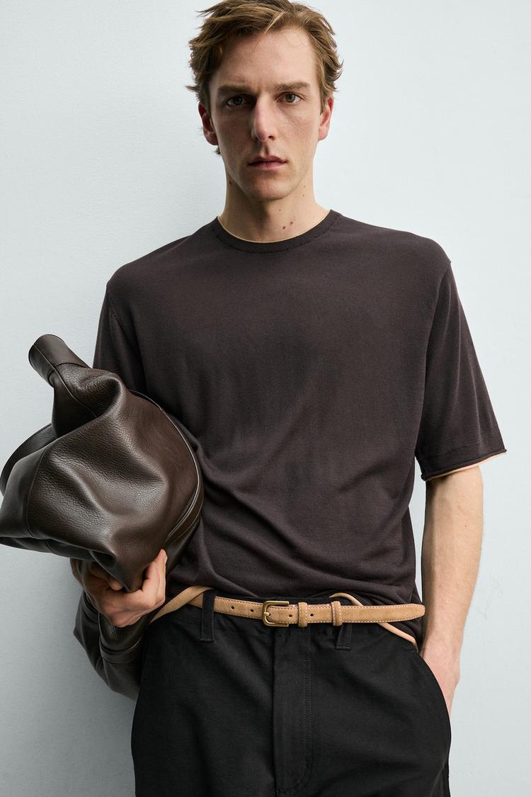 ZARA KNIT T-SHIRT WITH CONTRAST TRIMS