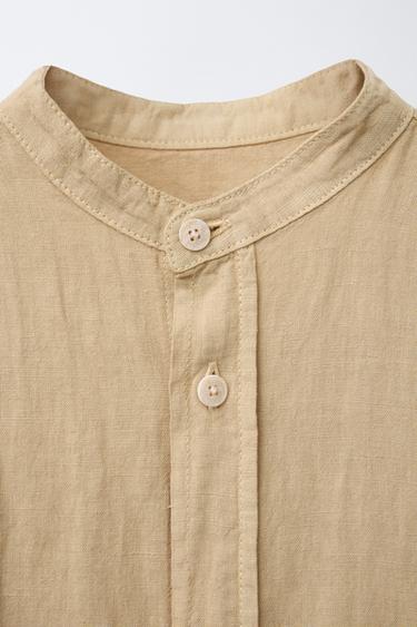COTTON LINEN STAND COLLAR SHIRT - Sand by Zara - Image 2