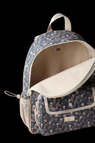 MOCHILA ESCOLAR FLORES - Azul de Zara