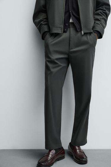 REGULAR FIT JOGGER WAIST TROUSERS - Dark khaki by Zara - Image 4