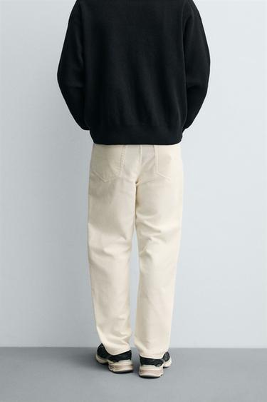 REGULAR FIT CORDUROY TROUSERS - Oyster-white by Zara - Image 2
