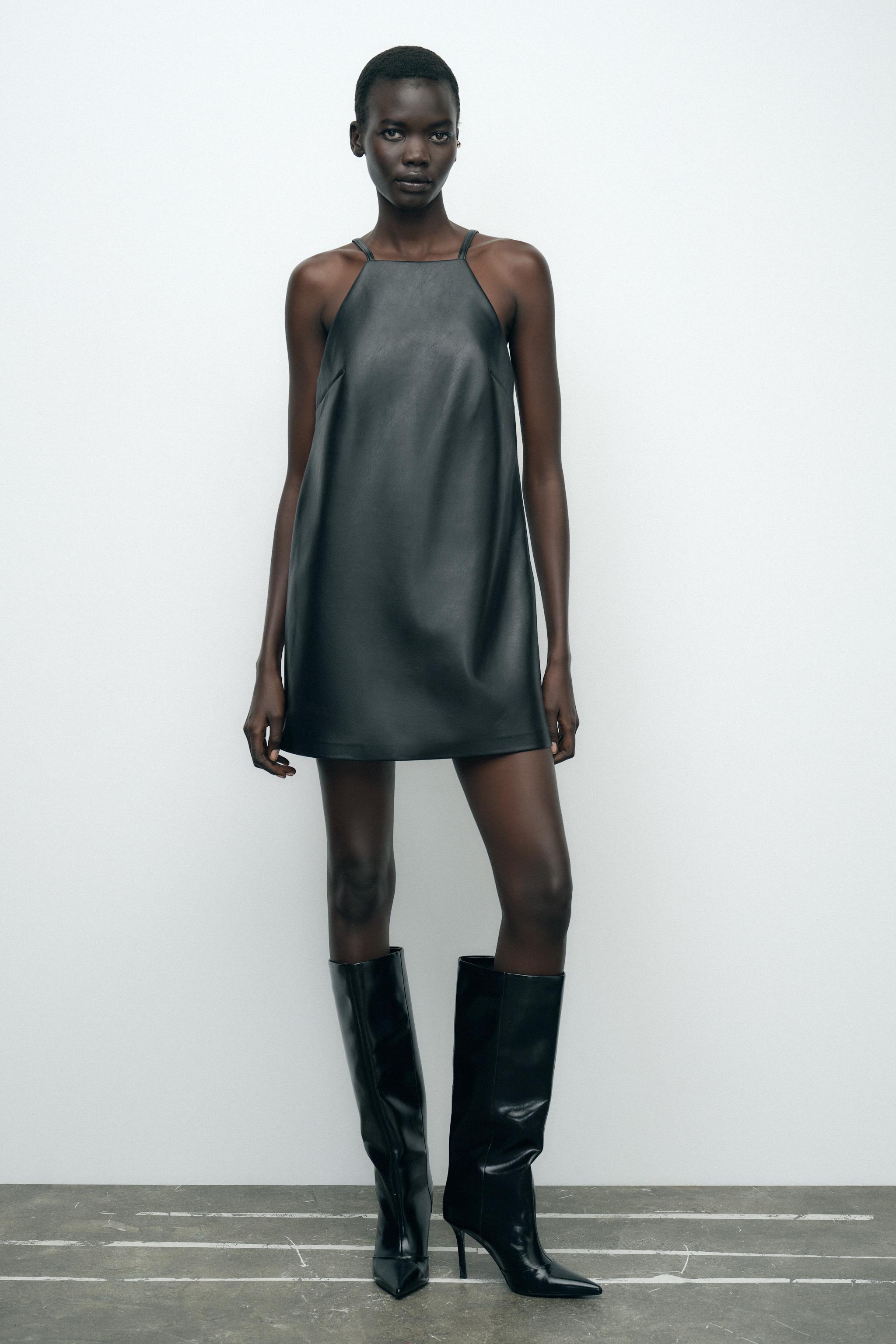 Leather look dress zara hotsell