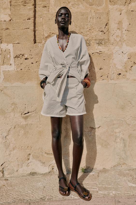 DISTRESSED PLAID SHORTS from Zara - $45.90
