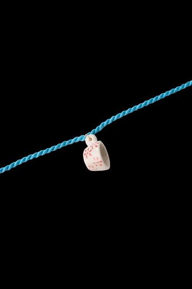 Zara CERAMIC CUP CORD NECKLACE - Blue