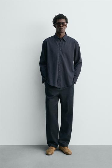 CAMISA VOILE ALGODÓN - Marino oscuro de Zara - Imagen 0