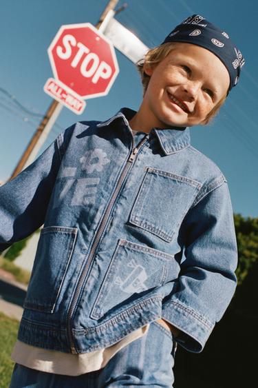 GIACCA DI JEANS STAMPATA - Azzurro medio di Zara