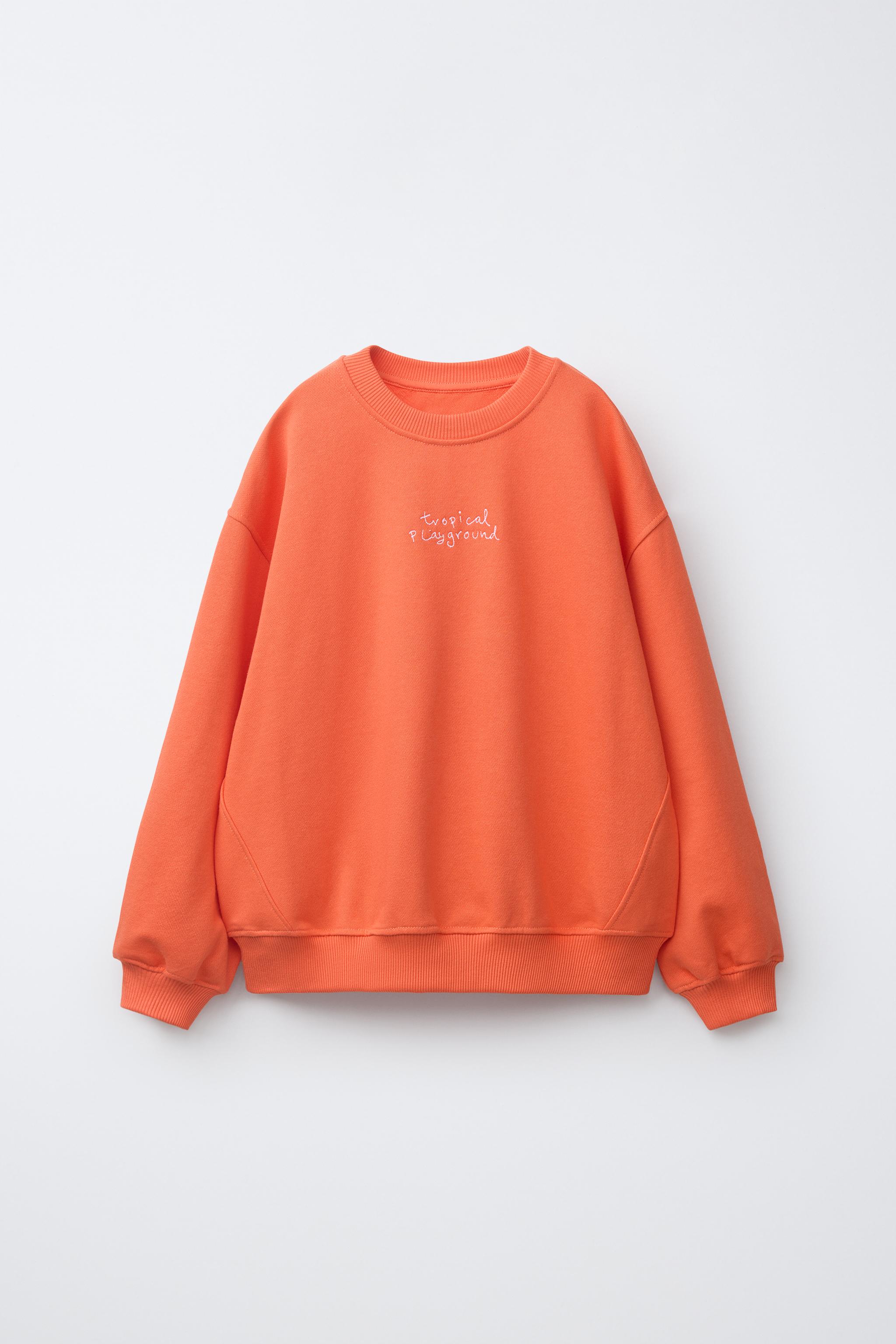 EMBROIDERED TEXT SWEATSHIRT - Coral red | ZARA United States