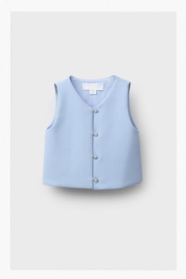 TOP WITH RHINESTONE BUTTONS - Blue / Lavender by Zara