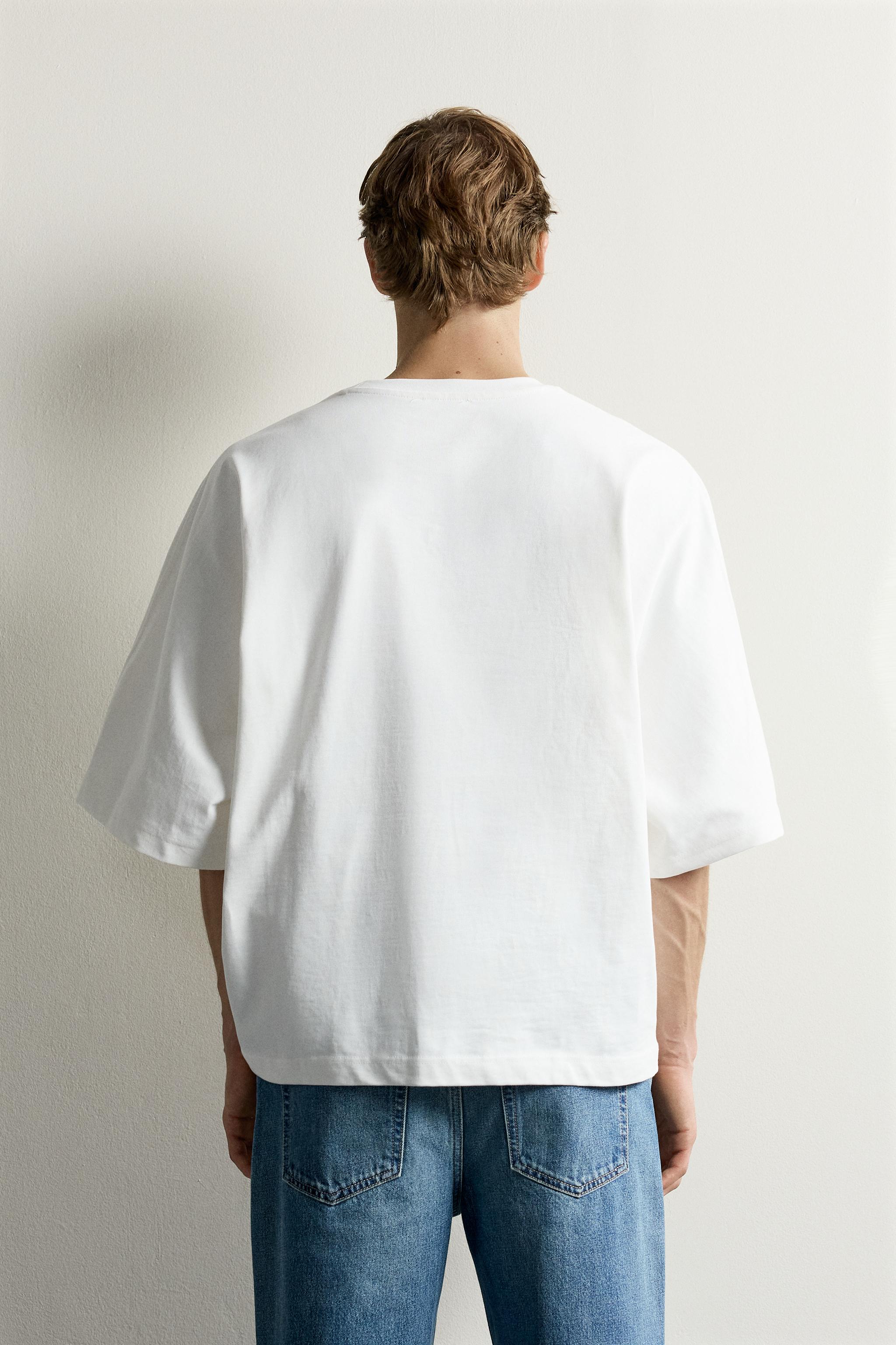 Мужские футболки Zara BATWING SLEEVE RELAXED FIT T-SHIRT — фото 3