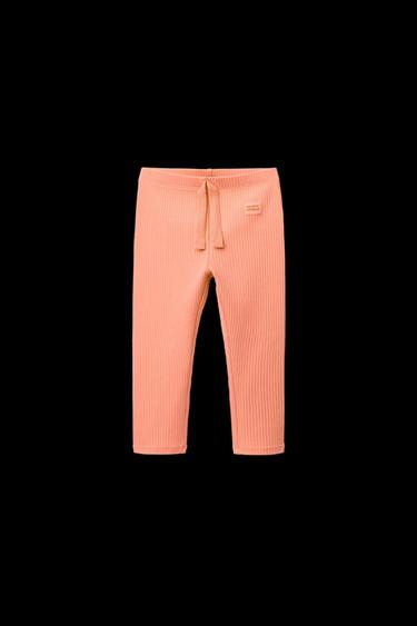 Zara RIBBED TAG LEGGINGS - Light orange - Image 0