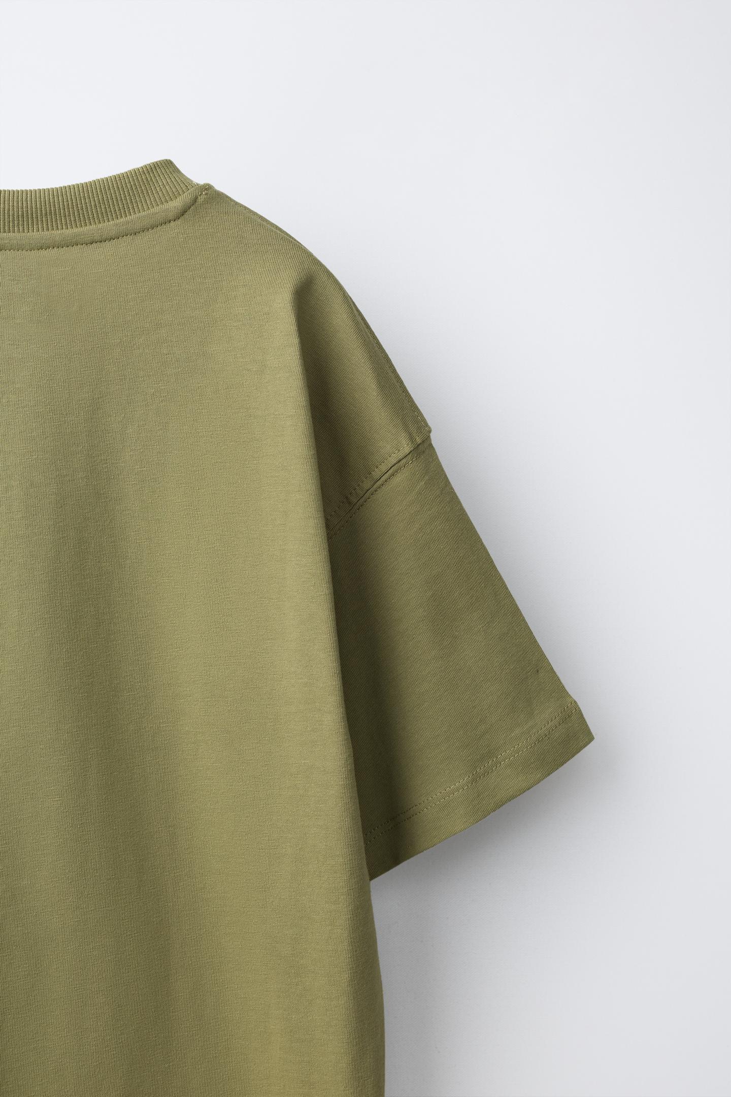 Детская футболка Zara Text Print, цвет: Хаки — фото 4