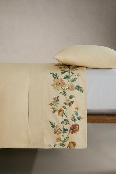 FLORAL PRINT SATEEN DUVET COVER - Ecru by Zara - Image 2