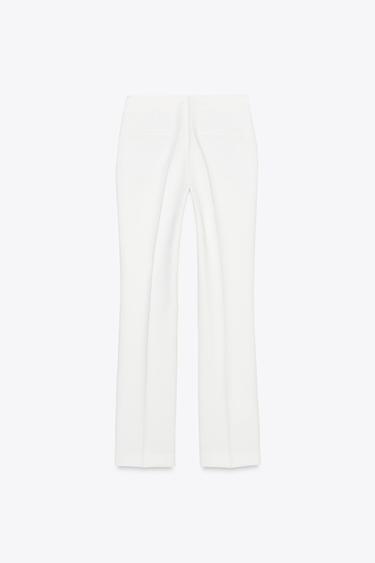 PANTALON DROIT TAILLE HAUTE - Blanc cassé de Zara - Image 5