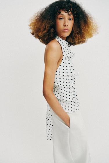TOP HALTER À POIS - Blanc / Noir de Zara - Image 5