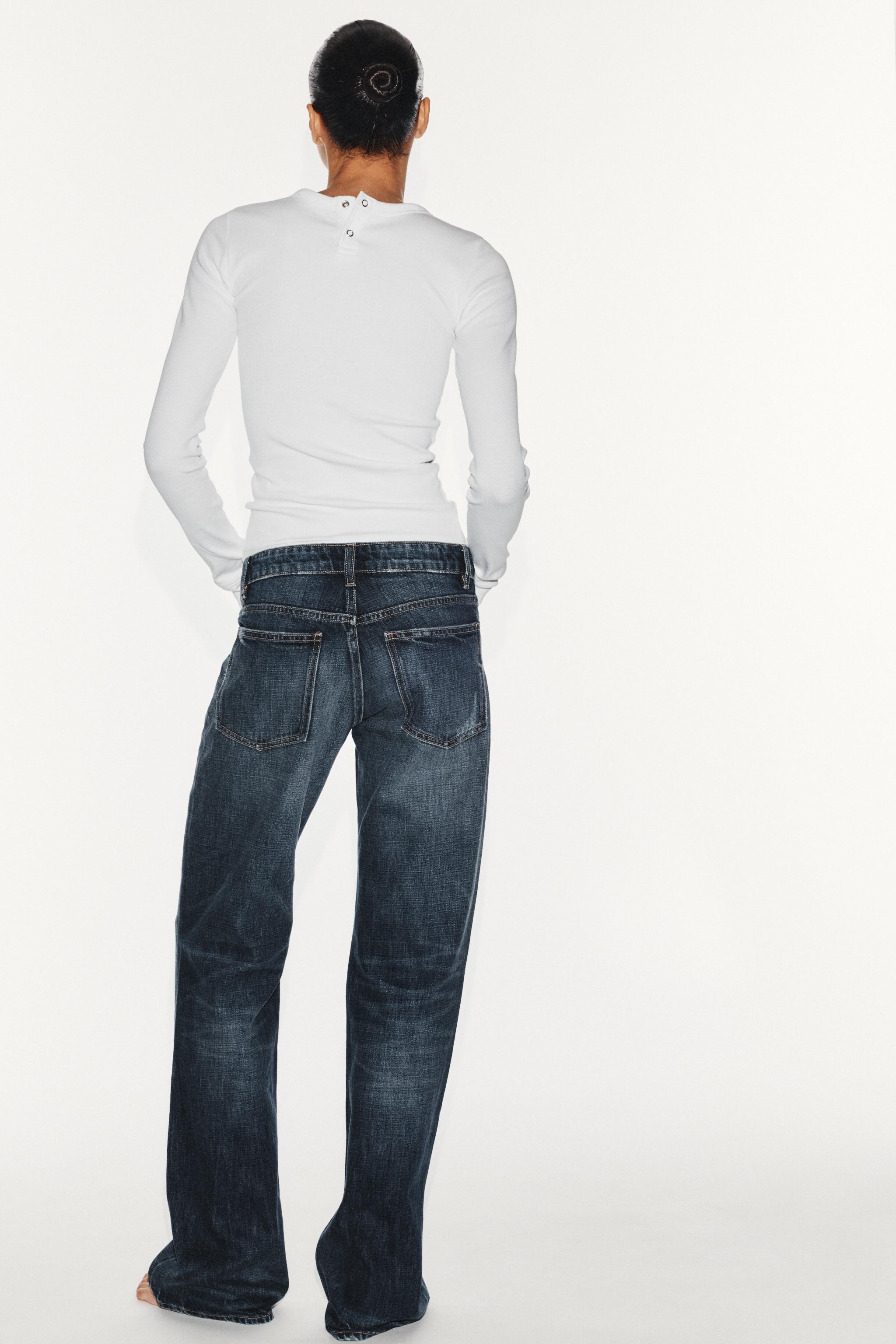 Zara Trf Düşük Bel Geniş Paça Jean görsel 6