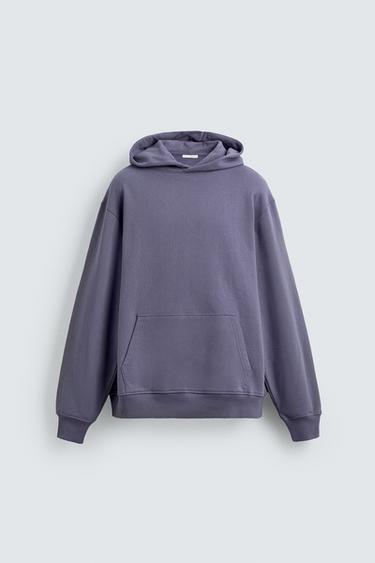 БАЗОВ СУИТШЪРТ С КАЧУЛКА - Светлосиво от Zara