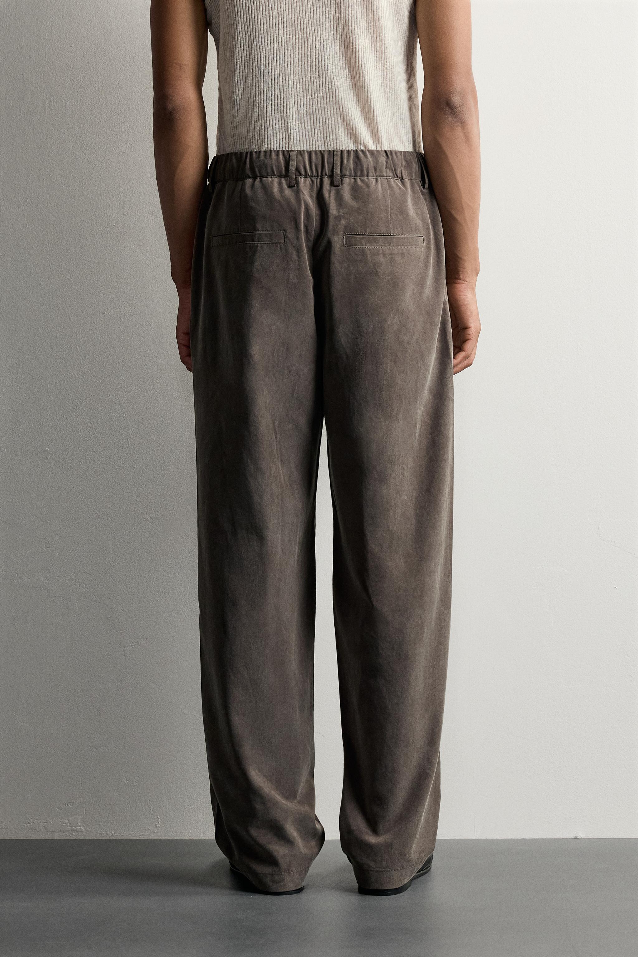 Zara DÖKÜMLÜ RELAXED FIT PANTOLON görsel 3