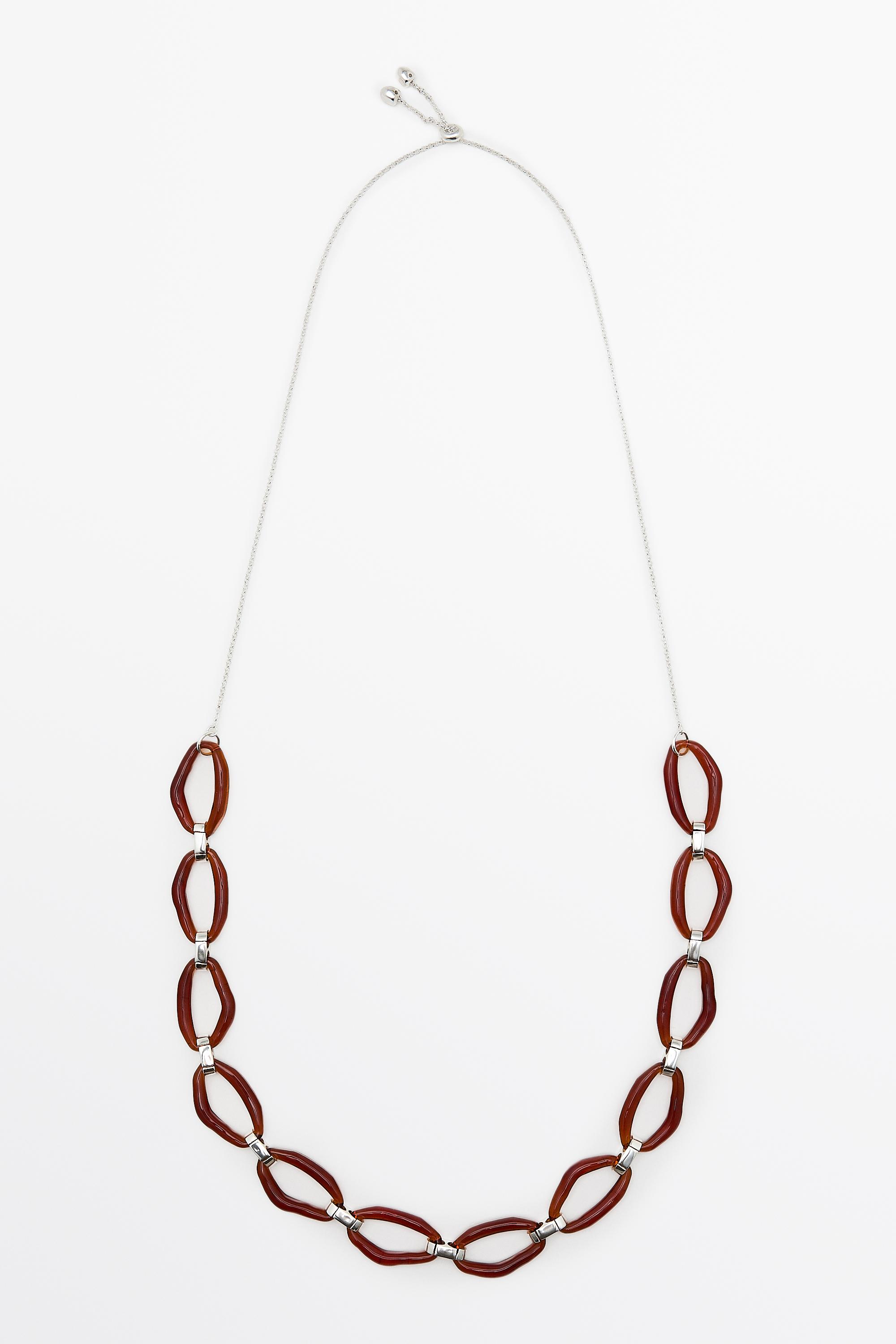 Tortoiseshell-effect glass link necklace