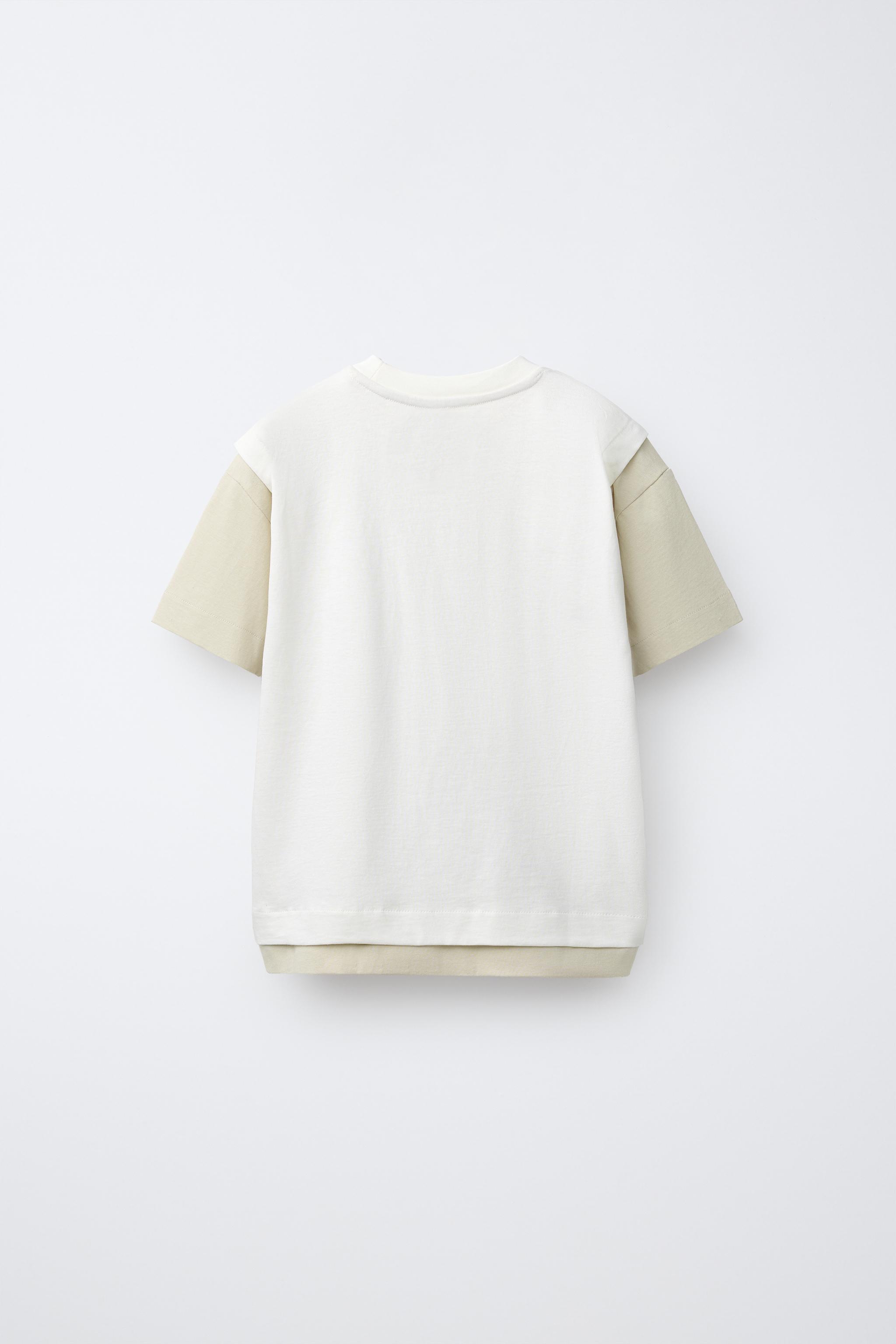 Детские футболки Zara DOUBLE SPORTY T-SHIRT — фото 2