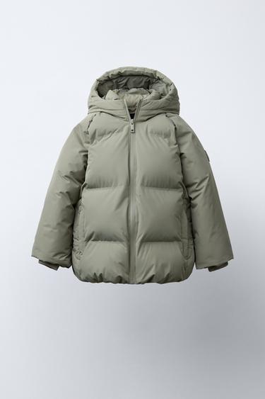 BLOUSON MATELASSÉ À CAPUCHE DÉPERLANT - Kaki de Zara