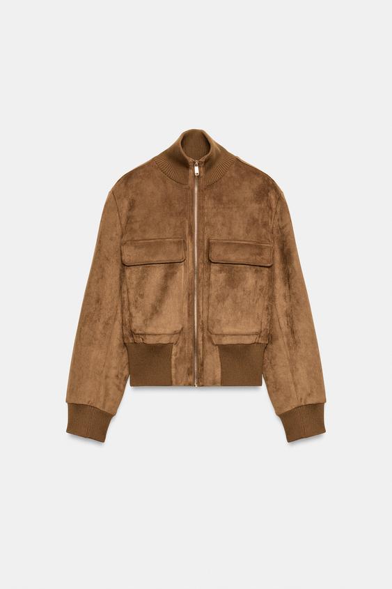 VESTE BOMBER EFFET DAIM - Marron clair de Zara - Image 7