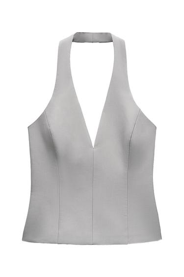 MIXED HALTER TOP