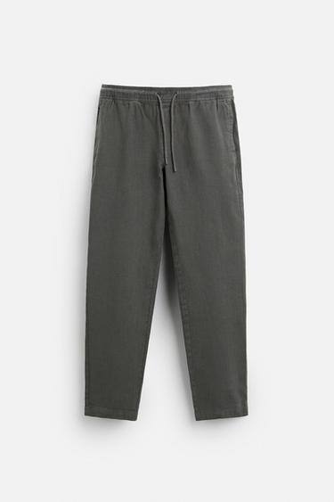 RELAXED FIT TEXTURED TROUSERS - Green by Zara