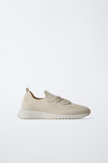 SOCK-STYLE TRAINERS - Sand Brown by Zara