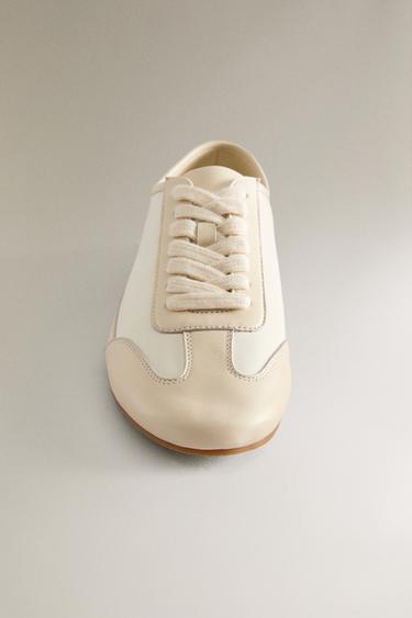LEATHER SNEAKERS - Beige by Zara - Image 2