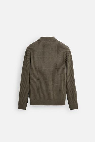 TEXTURED KNIT POLO SHIRT - Earth by Zara
