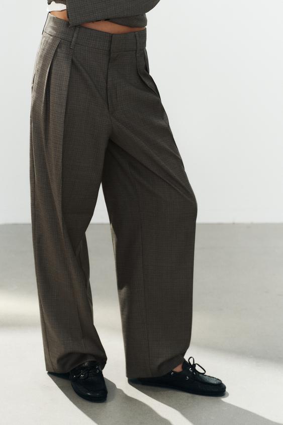 PANTALON DOUBLE PLI - Marron de Zara - Image 1