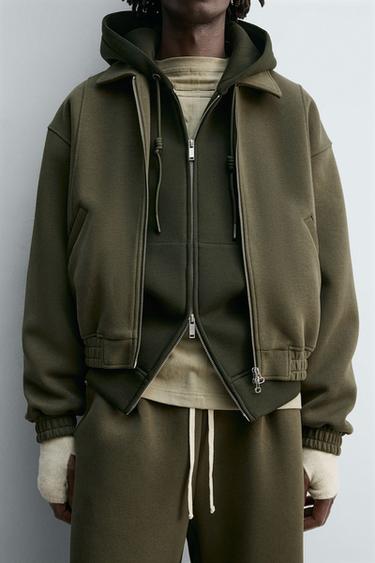 BLOUSON COUPE BOXY EFFET NÉOPRÈNE - Vert olive de Zara - Image 4