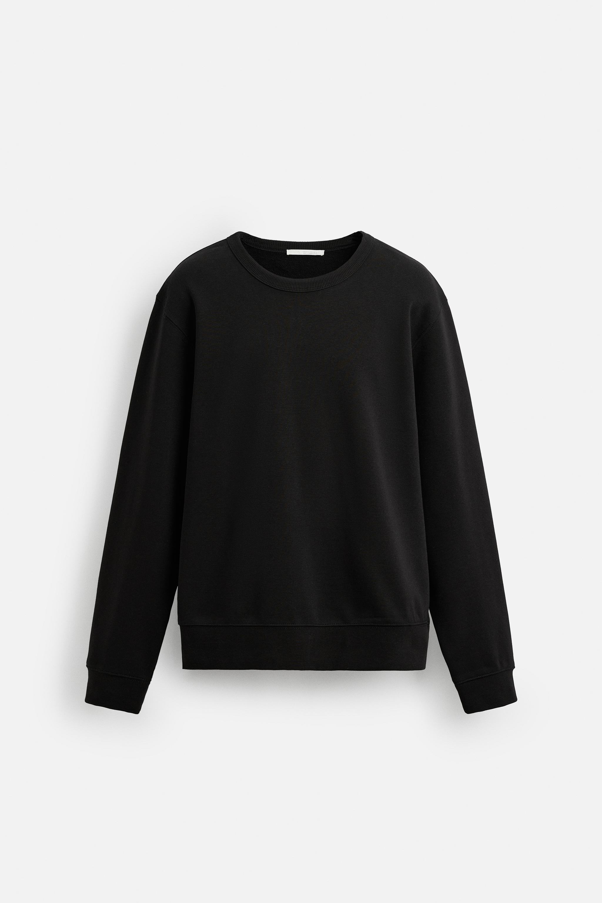 BASIC CREW NECK SWEATSHIRT - Black | ZARA United States