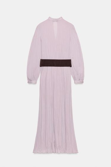 COMBINED MIDI DRESS WITH BELT - dirty-mauve by Zara - Image 1
