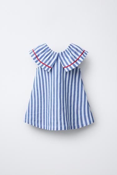 ROBE À RAYURES ET LISERÉS - Bleu de Zara - Image 1