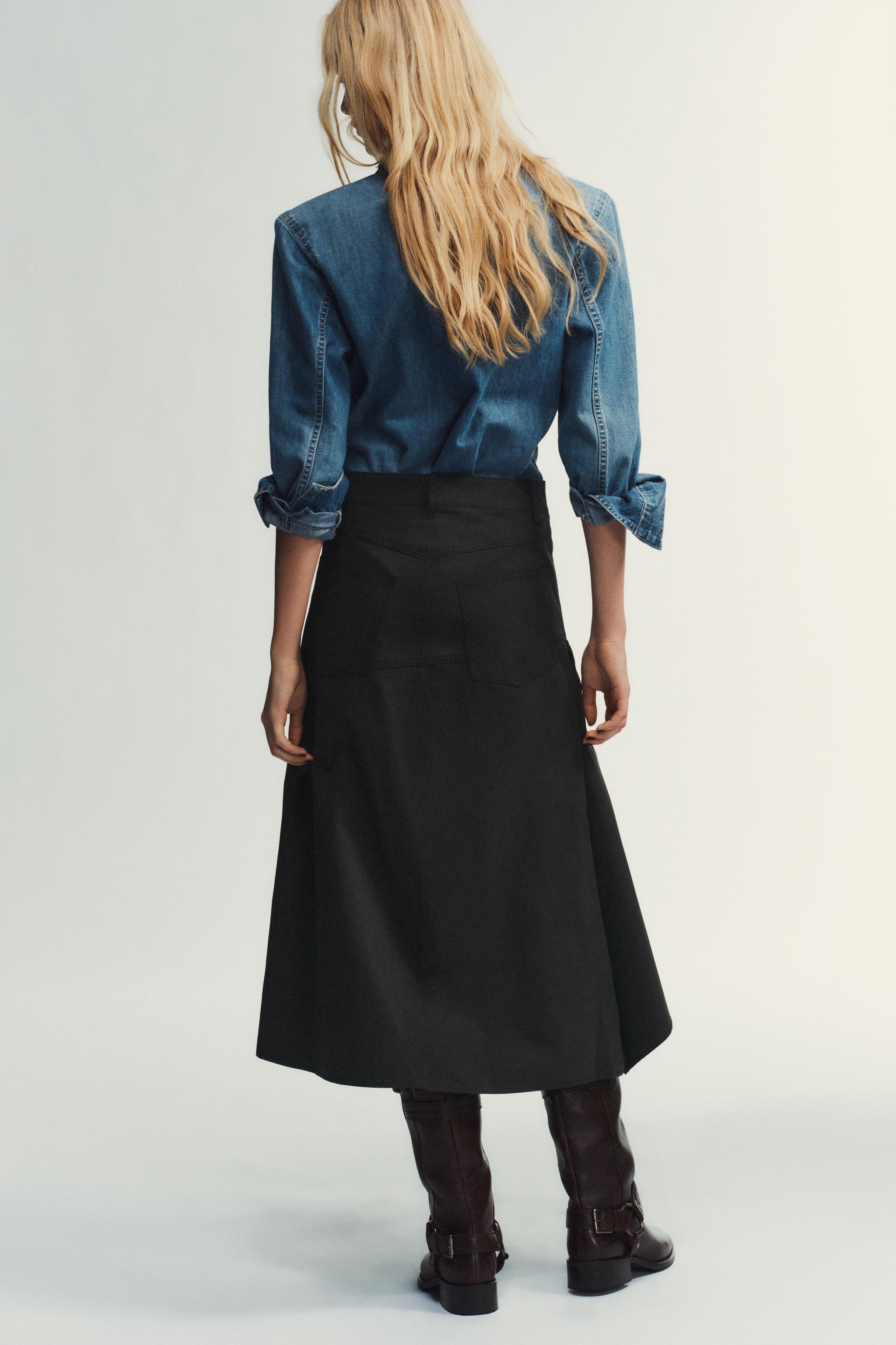 ASYMMETRICAL MIDI SKIRT
